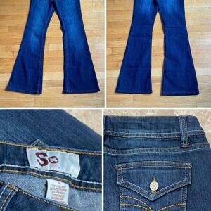 So womens bootcut jeans sz 5 mid rise flip pocket dark wash cowgirl rodeo Y2K
